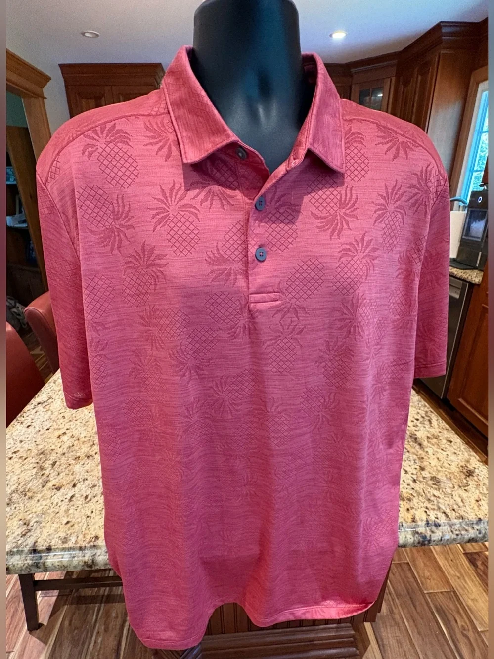 Tommy Bahama Men's Pineapple Jacquard Polo - Coral Red. XL